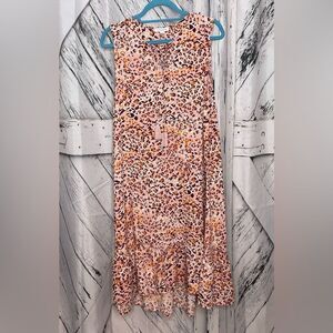 BeachLunchLounge Anais Pink Leopard Animal Print High Low Dress S